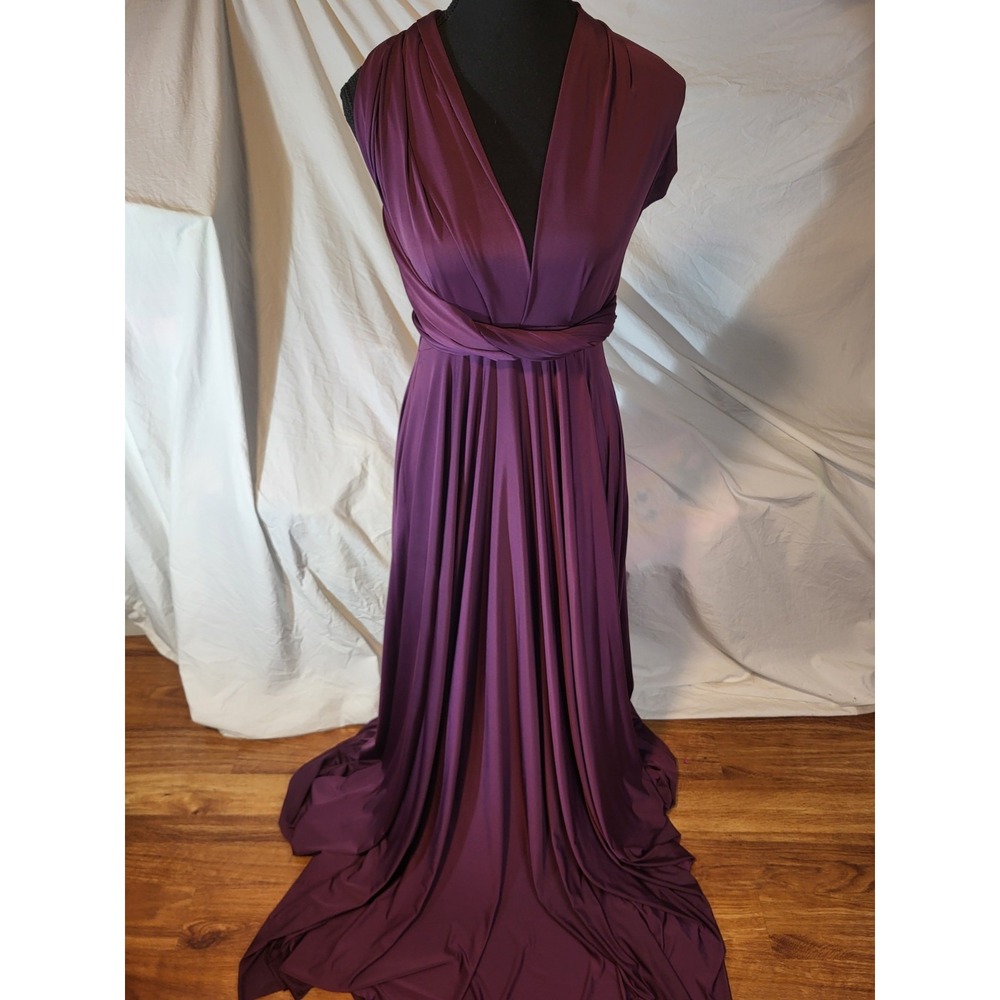 NWT Twobirds Plum Purple Classic Convertible Long Ball Gown Size B 12-18